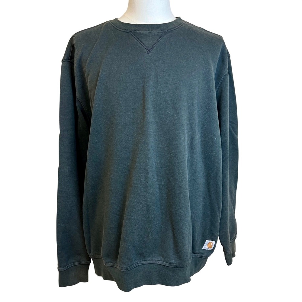 CARHARTT Original Fit Black Crewneck Sweatshirt Men's Sz 2XL‎ Work Farm Logo
